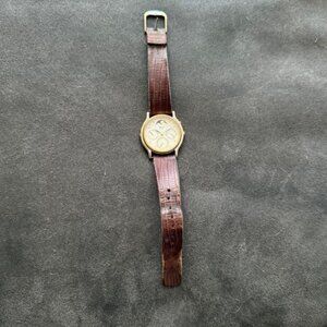 Seiko Gold Tone Moonphase Chronograph Leather Dress Watch